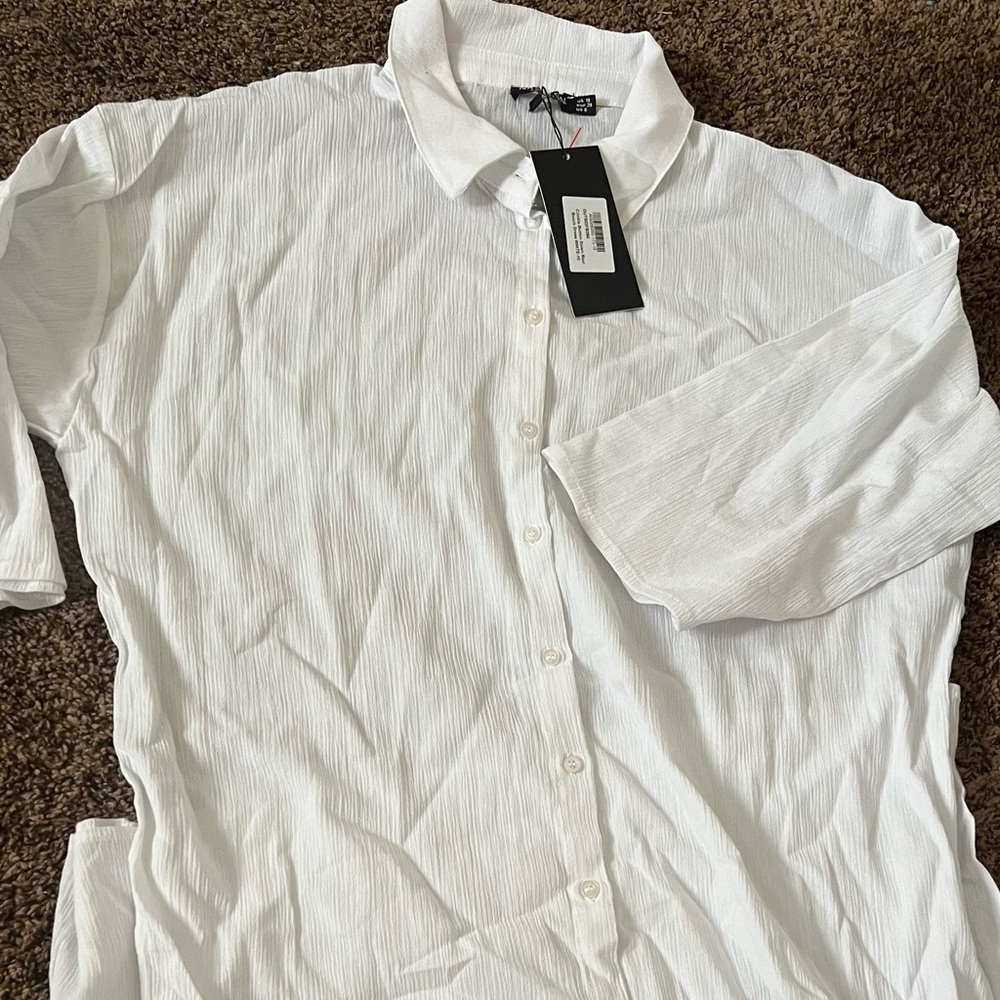 New nasty gal white button down cover up beach maxi dress